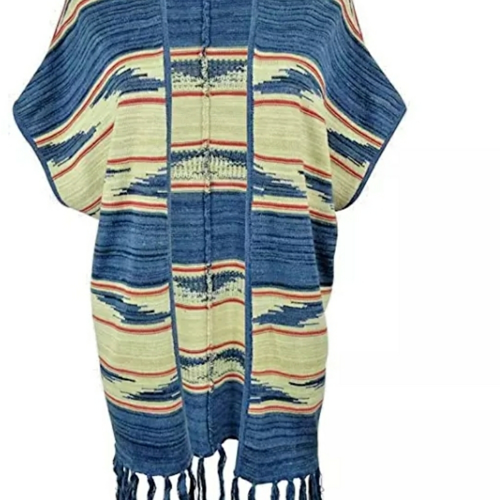 RALPH LAUREN Fringe Tribal Print Cardigan